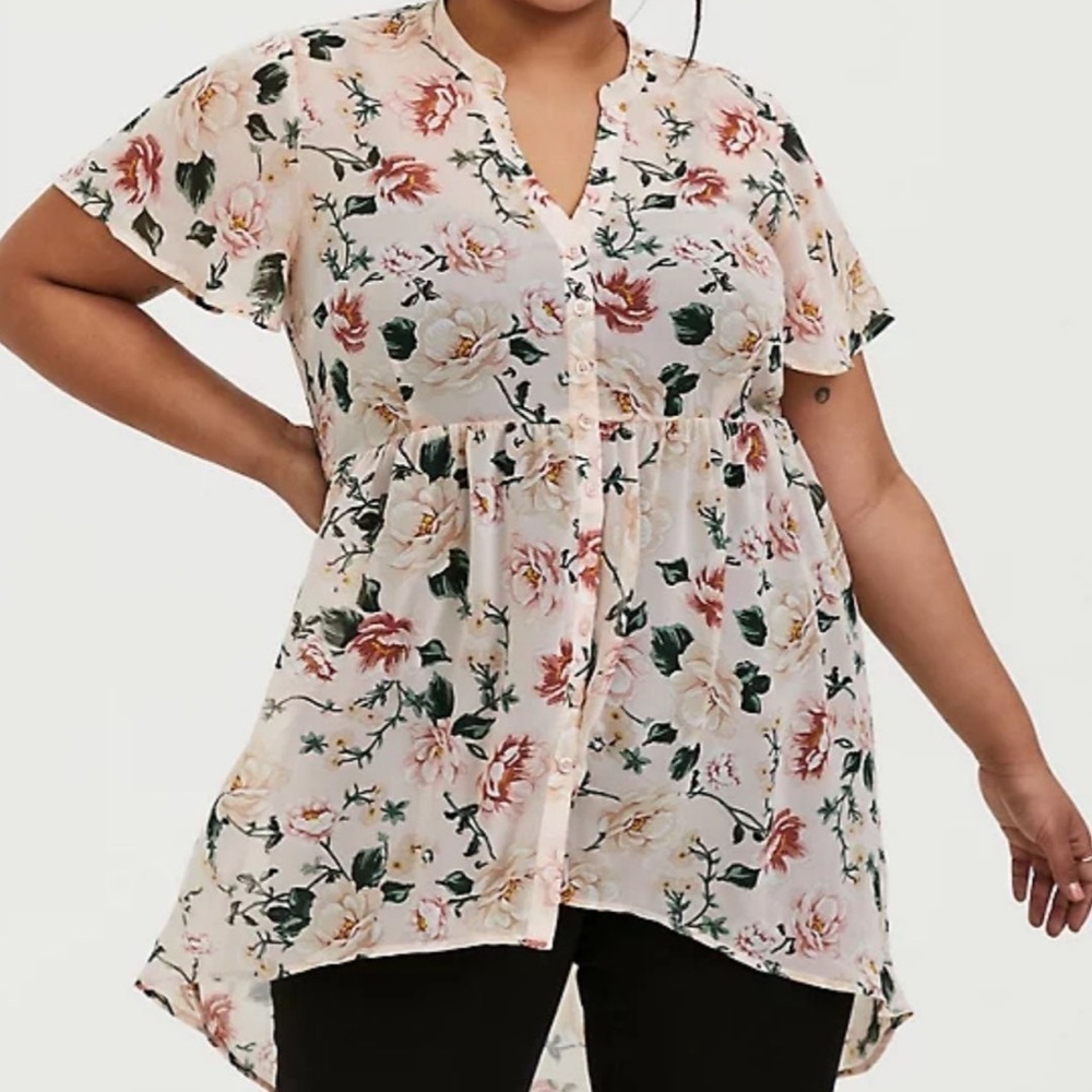 Torrid Lexie Floral Chiffon Hi Lo Blouse